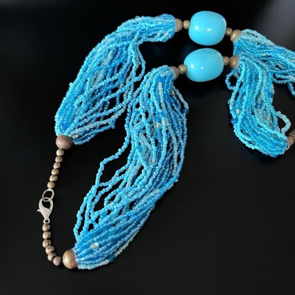 Tribal Multi Strand Seed Bead Statement Necklace - Picture 5 of 6